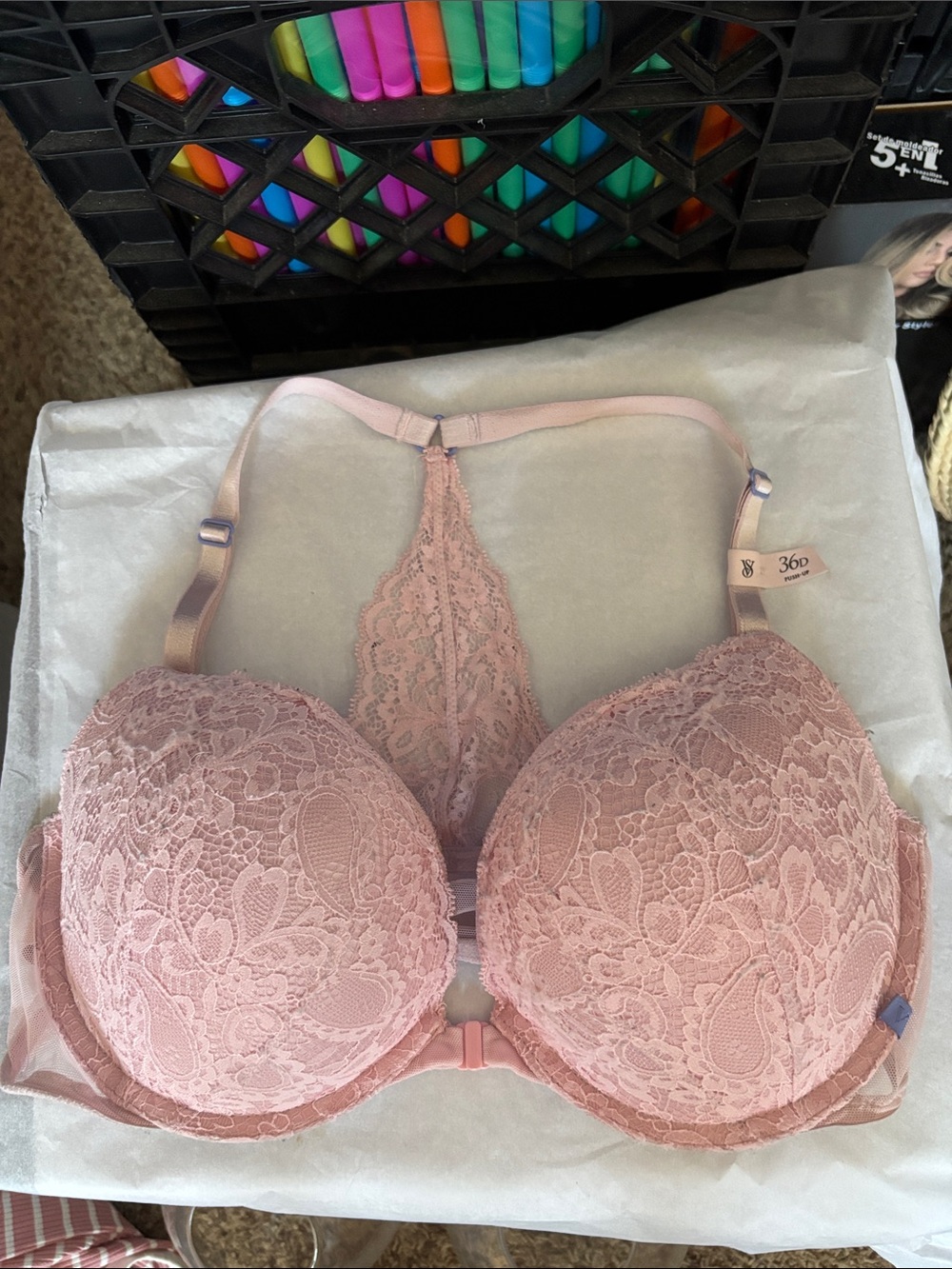 Victoria's Secret Pink Lace Racerback Push-Up Bra